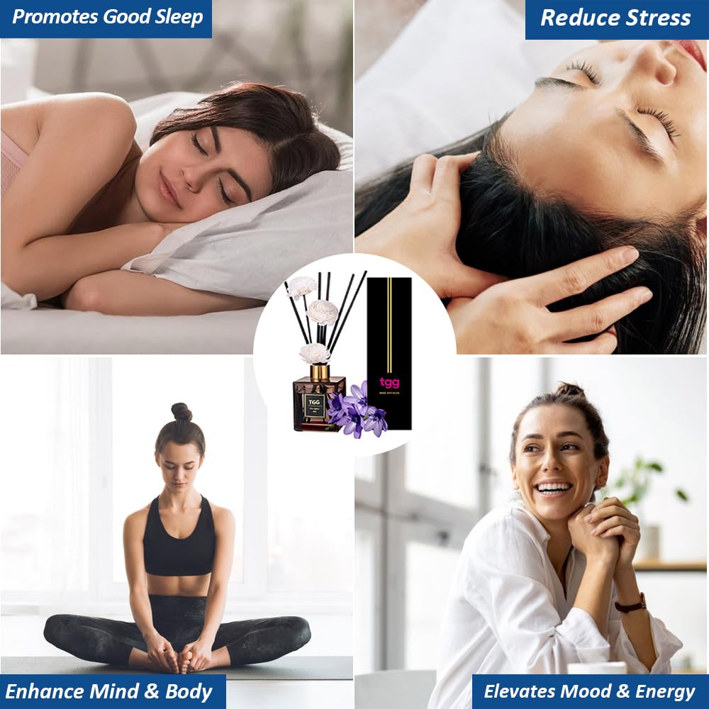 tgg Set Difusor Carrizo, 200ml Vidrio Aromaterapia Jazmín Lavanda con Varillas de Madera Mimbre, Ambientador Casa Aceite Esencial Carrizo para SPA Dormitorio Oficina (Gardenia)