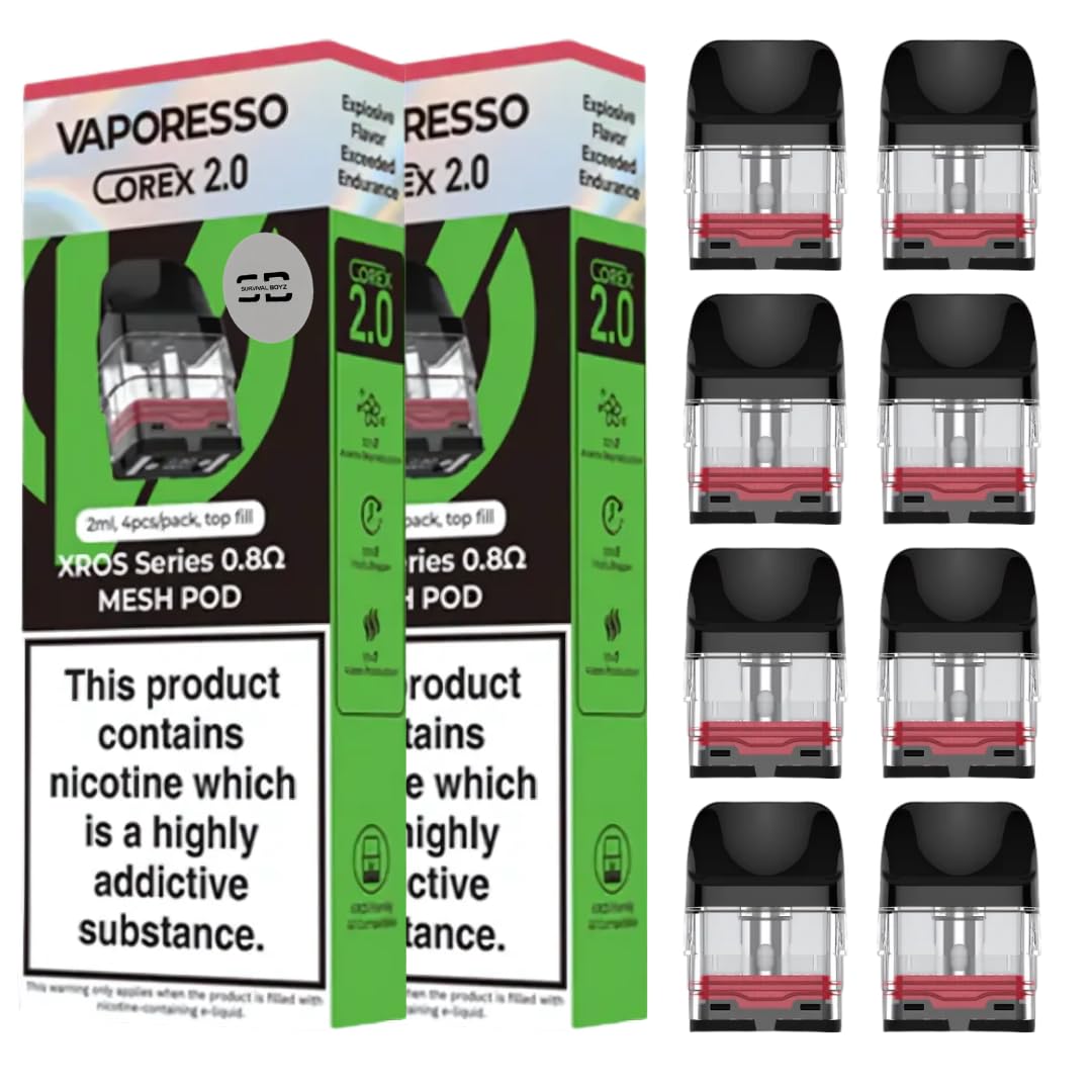 Vaporesso Xros Pods (0.8) - 2 x 4 Pack Available in 0.4,0.6,0.8,1.0,1.2Ω Compatible With Vaporesso Xros Range Only - No Nicotine