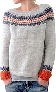 Colorful Striped Sweaters for Women Oversized Knitted Sweater Crewneck L...