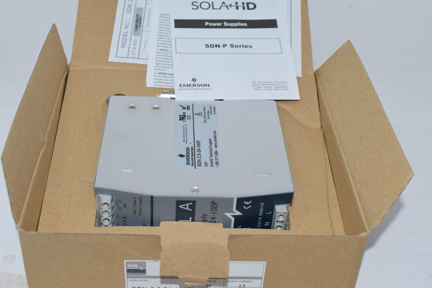 Sola/Hevi-Duty SDN2.5-24-100P DC Power Supply, 24 VDC, 2.5 Amp, 47-63 Hz