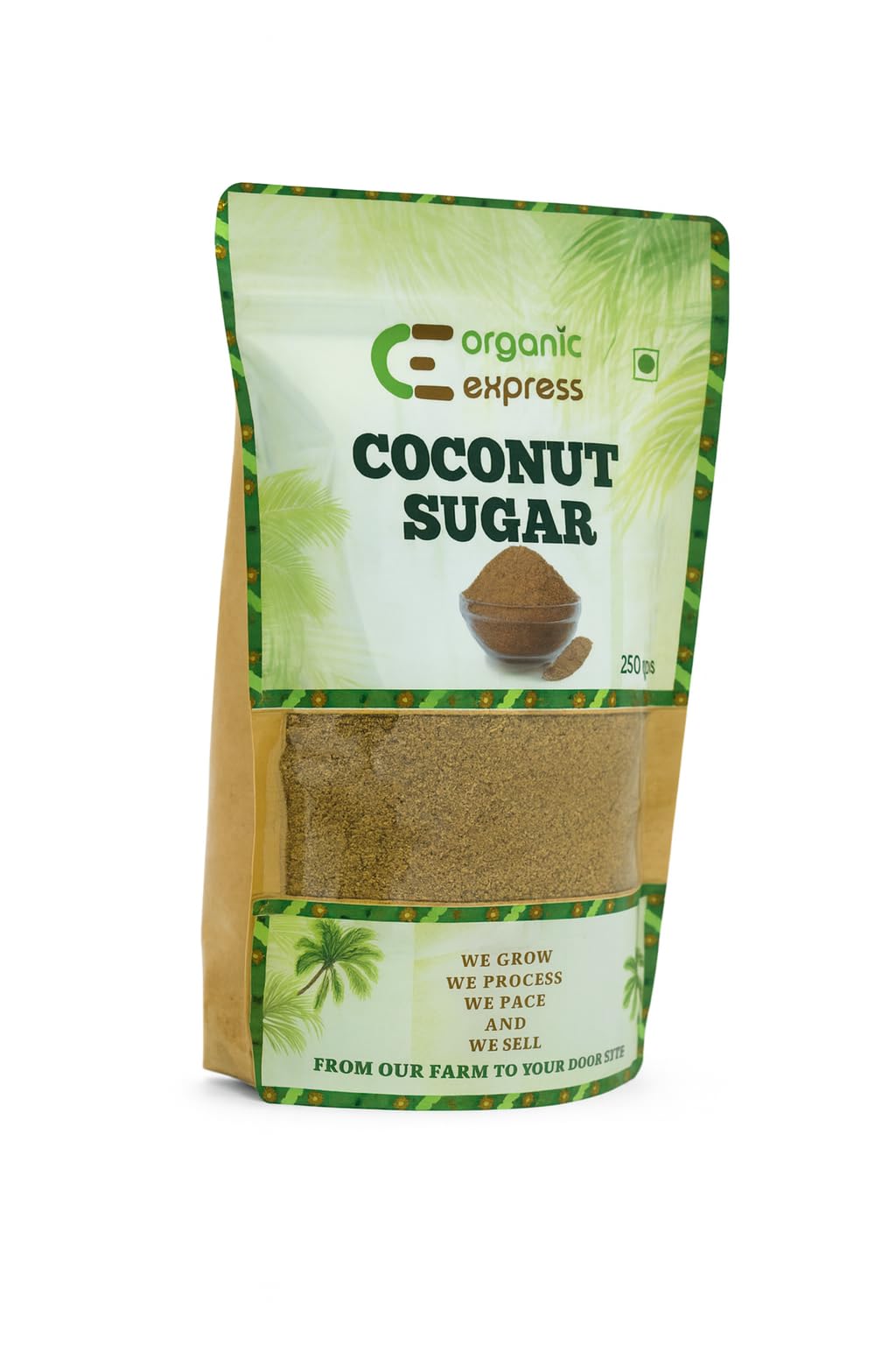 Organic Express Coconut Sugar 250g | Pure Brown Coconut Sap Sugar from Kerala | Low GI 35 Natural Sweetener | Unrefined, Chemical-Free, Mineral-Rich 1