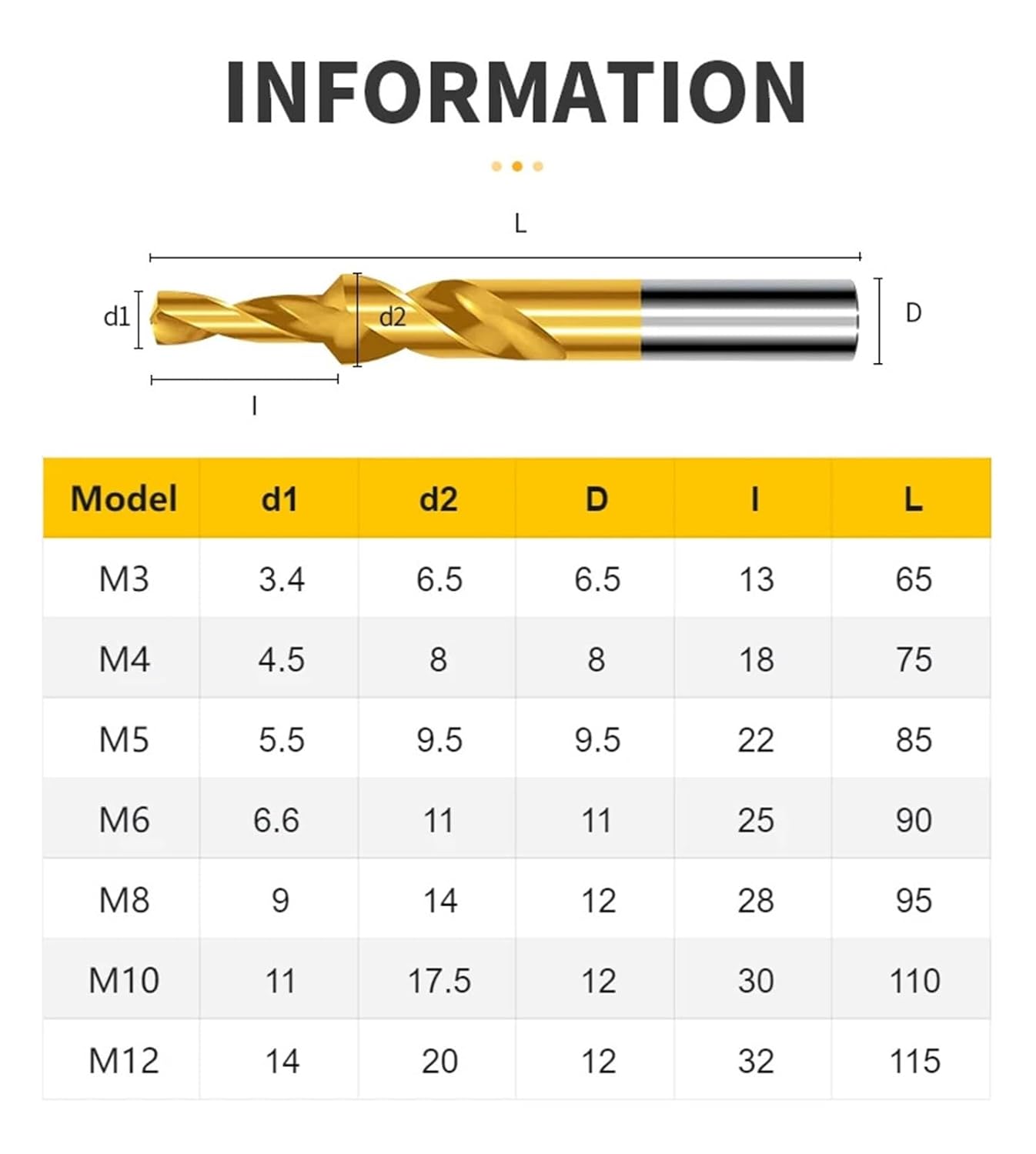 Counterbore Twist Step Drill M35 Cobalt/HSS Dual Cutting Bit HSS for Metal 90 180 Degree M3 M4 M5 M6 M8 M10 Cone Drilling Tools(6542 180Degree,M3)
