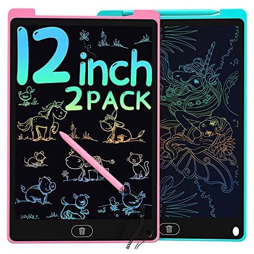2 Pack LCD Writing Tablet, Kidsbro 12 Inch Doodle Board, Colorful Drawing Pad for Kids, Portable Drawing Tablet for Kids, Learning Gift Creative Toy for 2-10 Year Old Girls Boys Toddlers