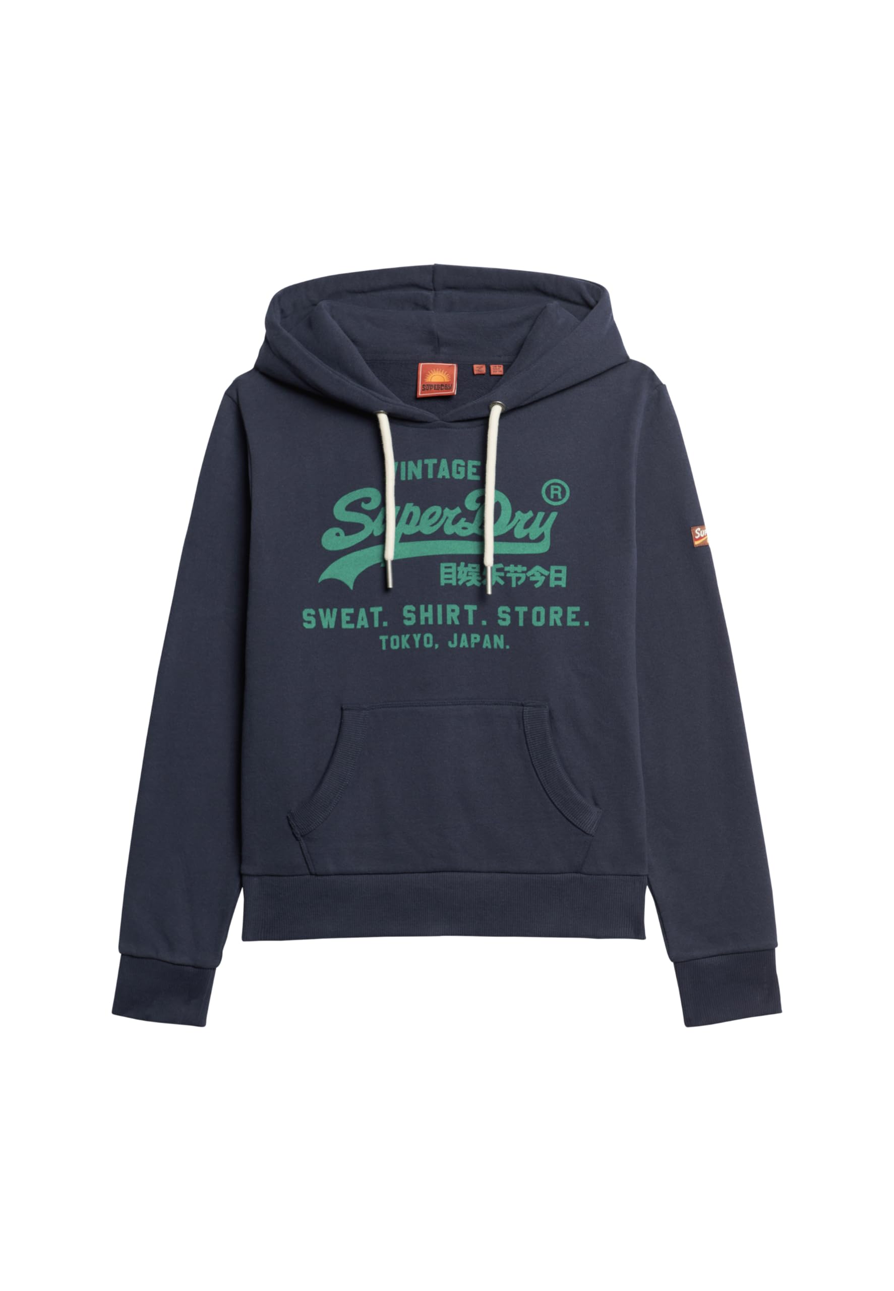 Superdry Women's Blue Navy Marl Classic Vl Heritage Hoodie Sweatshirt, Size 8