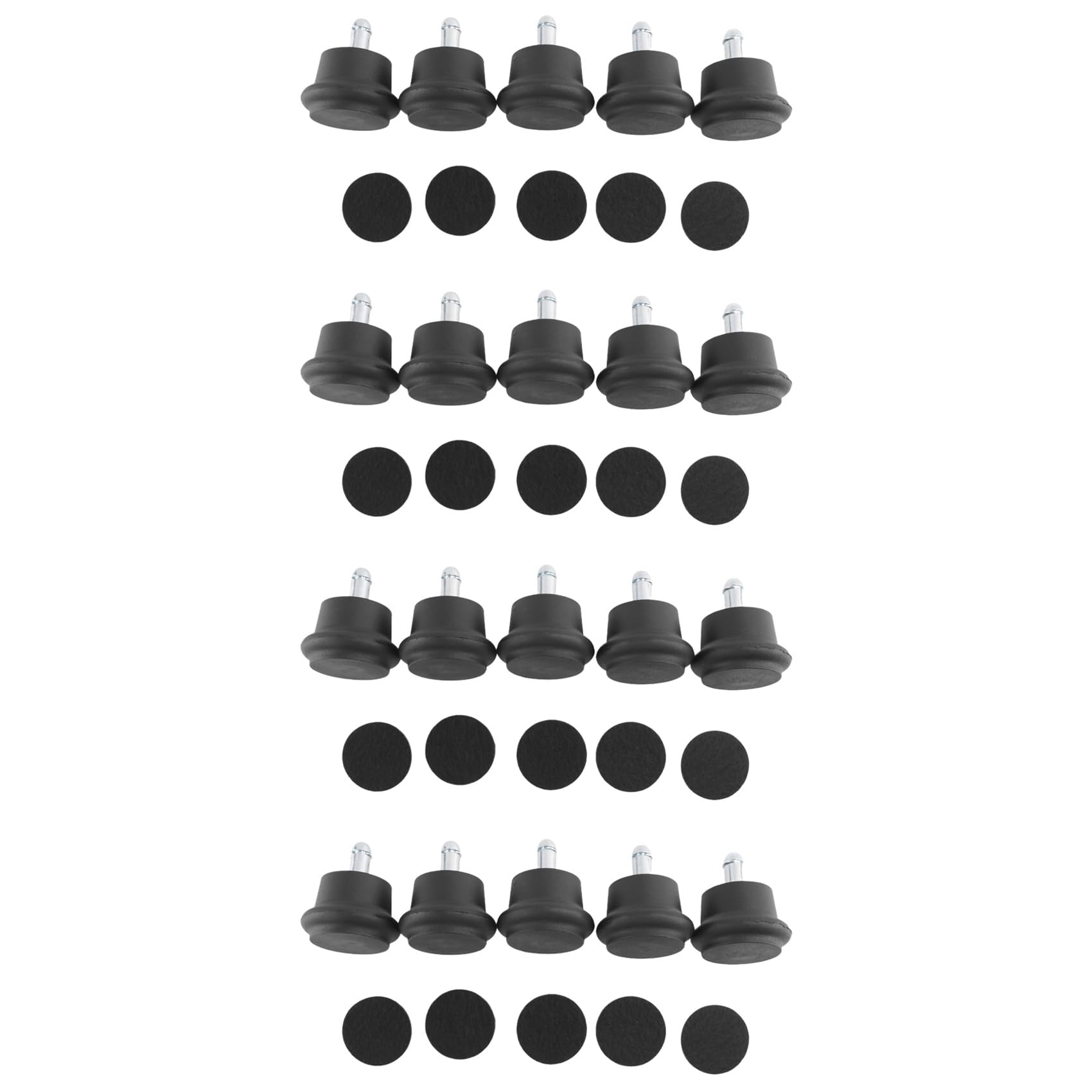 Jnchdghwa Black 20Pcs Bell Glides Replacement Chair Or Stool Swivel Caster Wheels To Fixed Stationary Castors