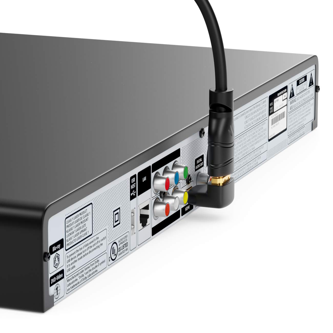 deleyCON Adattatore HDMI Angolato 90° Gradi - Connettore HDMI a Porta HDMI - Contatti Placcati in Oro - 3D 1080p FULL HD - Nero