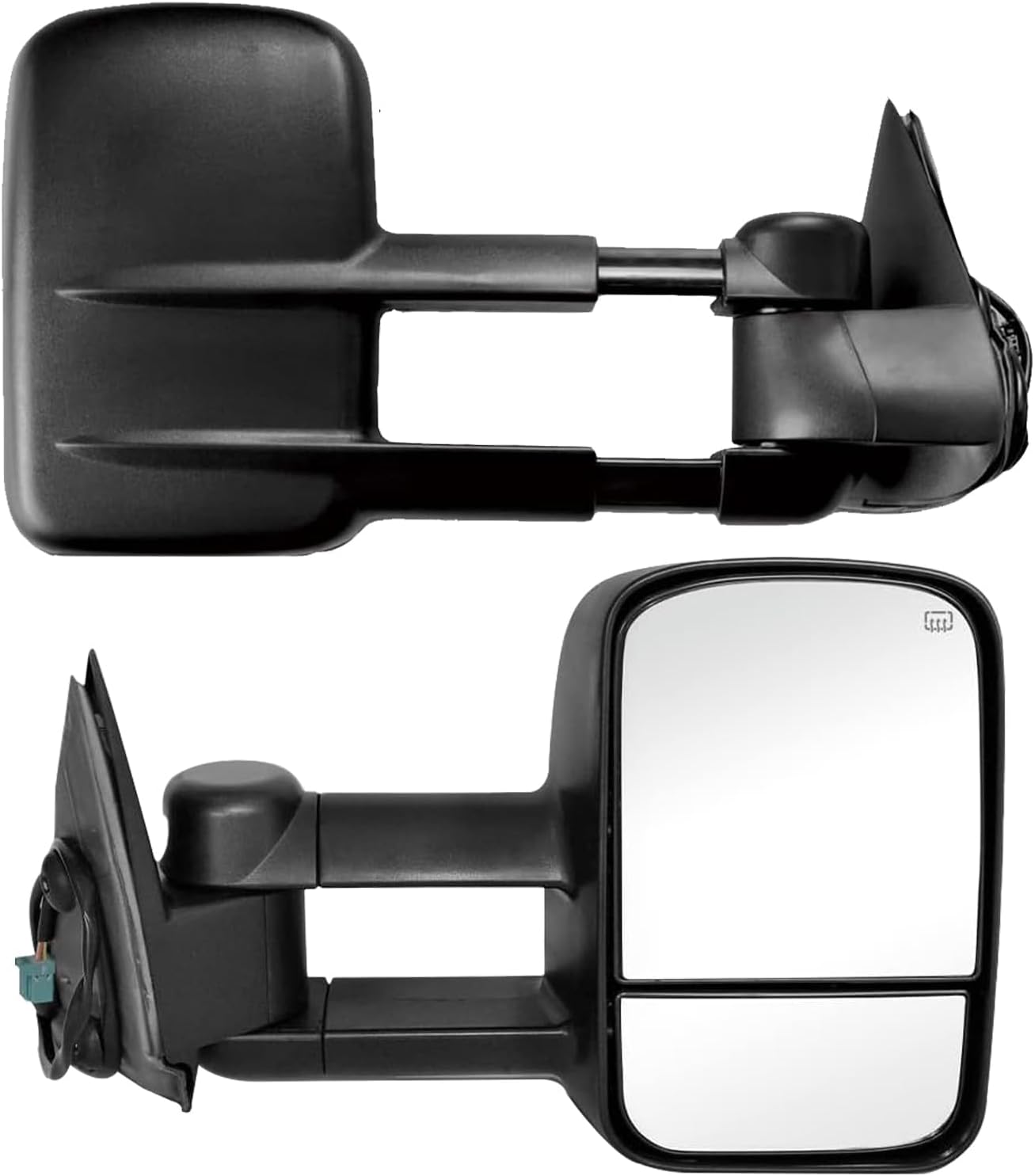 PZ Towing Mirrors Compatible with 2003-2007 Chevy Silverado for GMC Sierra 1500 2500 HD 3500 Yukon (07 Classic Models) Black Power Heated Manual Folding Pair Set Replacement