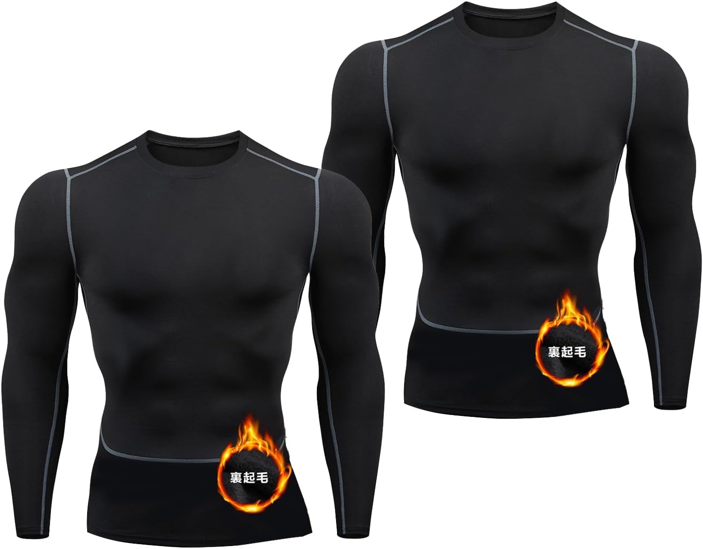 XiXiV] とどけ スポーツインナー メンズ 長袖 2枚組 裏起毛 [吸湿速乾  