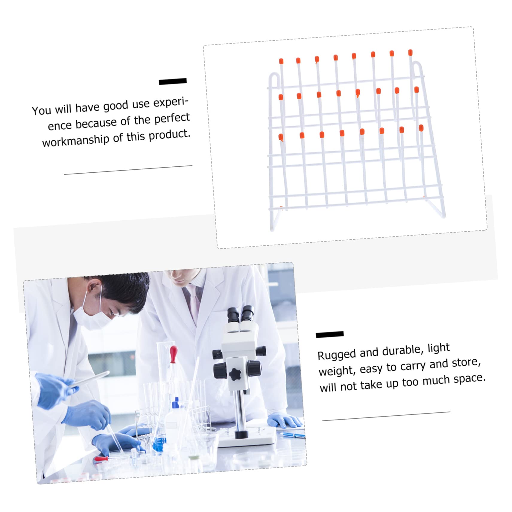 Support de Séchage pour Tubes à Essai 24 Postes en Fer Blanc | Égouttoir de Laboratoire, pour Béchers et Tubes, Léger, Facile à Transporter Ranger