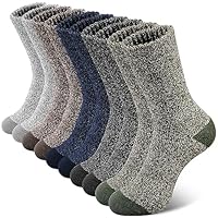 SIMIYA Merino Wool Socks for Men, Winter Thick Hiking Socks, 5 Pairs Thermal Breathable Crew Mens Socks for Outdoor Sports, Multicolor-02, UK 7-11