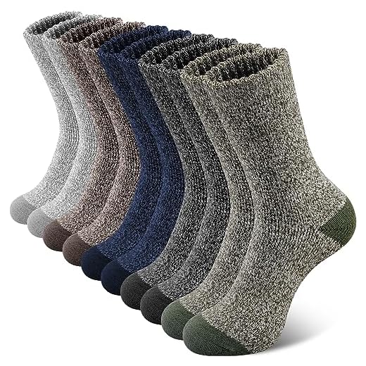 SIMIYA 5 Pairs Merino Wool Socks for Men, Super Thick Hiking Thermal Socks for Cold Weather