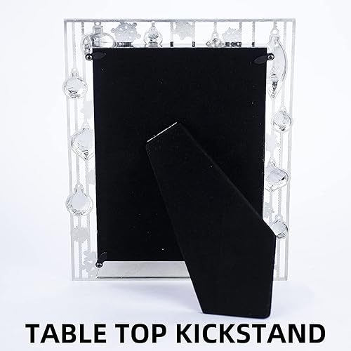 Miniatura 6 de Mulumu Marco de fotos de copo de nieve de 5 x 7 pulgadas, de metal, de Navidad, de alta definición, para mesa, hogar, regalo decorativo de