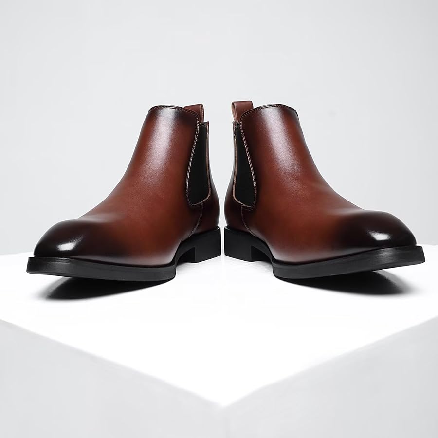 Herren Chelsea Stiefel Aus Kunstleder - Business Stiefeletten In Rot, Blau, Schwarz