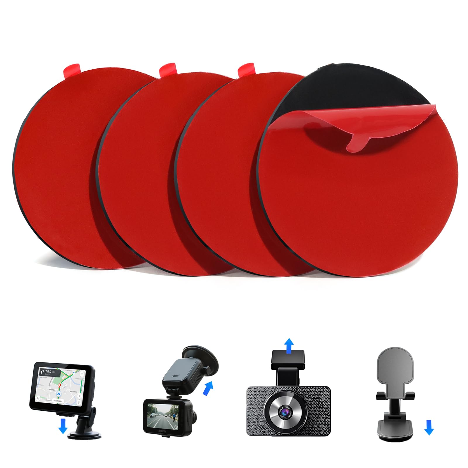 4Pcs Heavy Duty Dash Cam Adhesive Pads - 248 F Heat Resistant Sticky Tape for Windshield Car Mounts