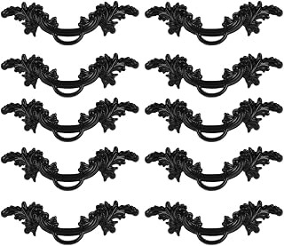 Fvstar 10pcs Vintage Cabinet Pulls Handles European Style Shabby Chic Dresser Drawer Handles Decorative 2-1/2 Inch Hole Center Dresser Pulls Handles for Furniture,Black