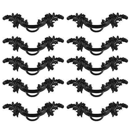 Fvstar European Vintage Cabinet Pulls 2.5 Hole Center Drawer Dresser Pulls Vanity Furniture Handles for Wardrobe Nightstand Cupboard (10, Black)