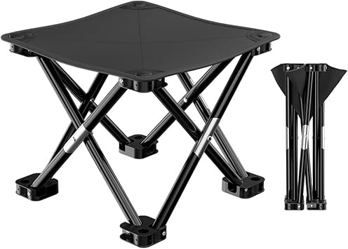 Portable Folding Camping Stool, Outdoor Camping Lightweight Small Chair for Gardening Fishing BBQ Hiking and Beach, Camping Seat with Carry Bag(Black, L 13)