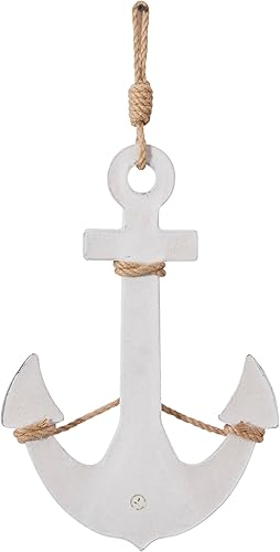 Miniatura 3 de Deco 79 Ancla de madera para decoración de pared para el hogar, escultura de pared con cuerda para colgar, arte de pared de 12 x 1 x 23 pulgadas,