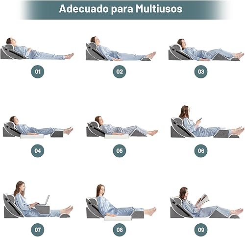 Miniatura 4 de Yojoker Juego de 6 almohadas ortopédicas de cuña para dormir, espuma poscirugía para el cuerpo, alivio del dolor de espalda y piernas, almohadas