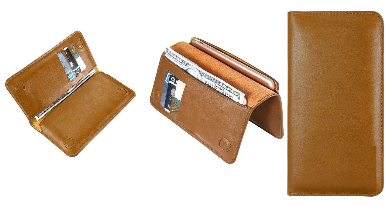 HARITECH Multi Function Wallet Style Handmade Magnetic Mobile Pouch with Card & Cash Holder Slot Case for Mi Mix 3 / Redmi Note 6 Pro/Brown Shark Helo - Brown