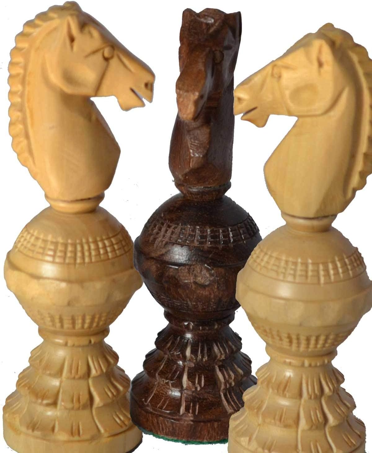 Chess Set Globe Design King 5" 32 Wooden Weighted Handmade Chess Pieces By