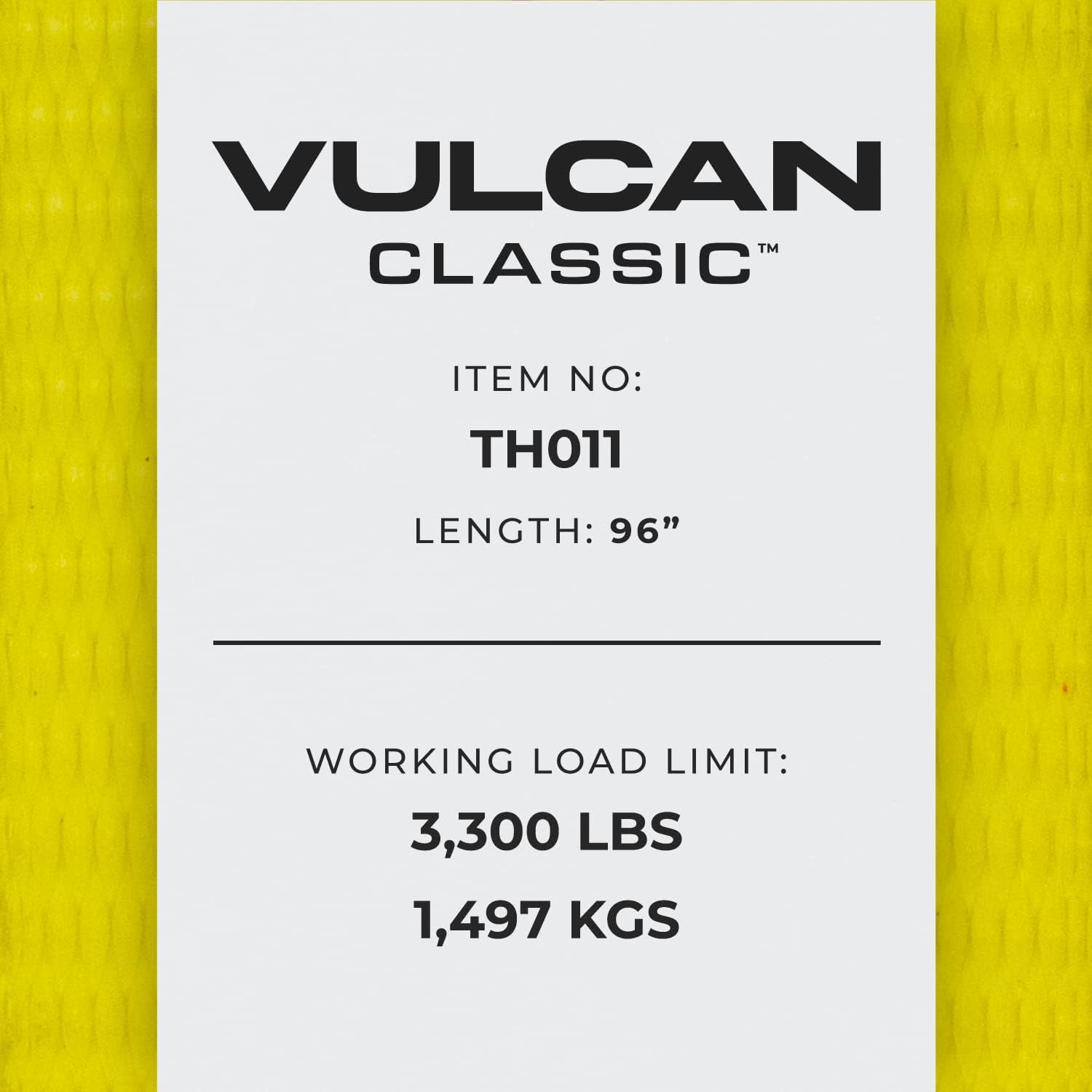 VULCAN Wheel Dolly Tire Harness with Universal O-Ring - 2 Inch x 96 Inch - 4 Pack - Classic Yellow - 3,300 Pound Safe Working Load - Straps Only - Ratchets Sold Separately