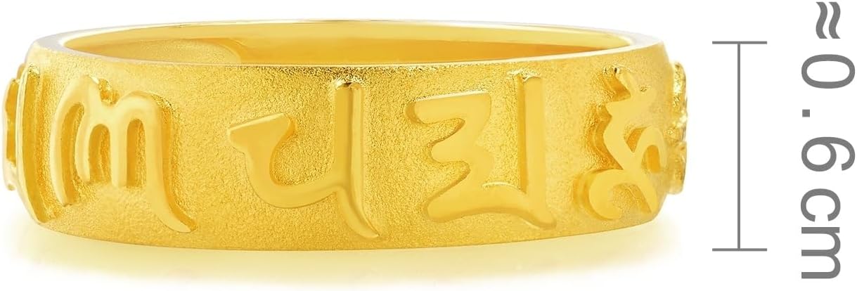 CHOW SANG SANG 999.9 24K Pure Gold Cultural Blessings Om Mani Padme Hum Ring for Women (US Size: 6, Diameter 16.6mm) 90476R Price-by-Weight 4.86g Gold