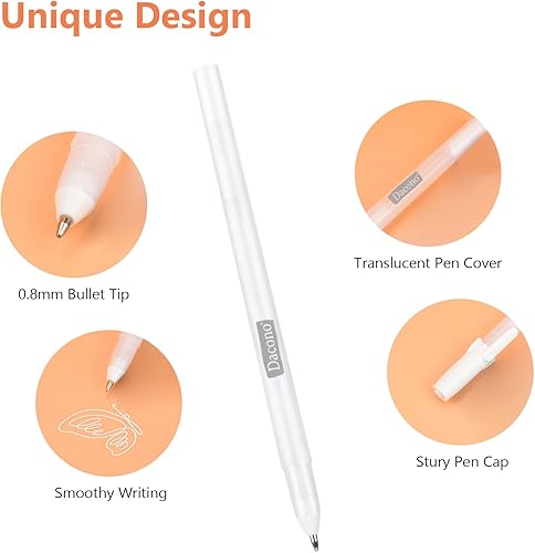 Miniatura 6 de Bolígrafo blanco, paquete de 12, punta extrafina de 0.031 in, bolígrafos de tinta de gel blanca para artistas, bolígrafos de gel para arte, papel