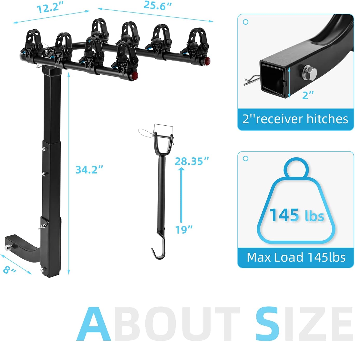 Gеt Pорulаr оƒƒеr YOLENY 4-Bike Hitch Racks, Bike Hitch Mount Double Foldable Rack for Car, SUV, Tow Hitch for 2 Hitch Receiver, Bar Adapter Included