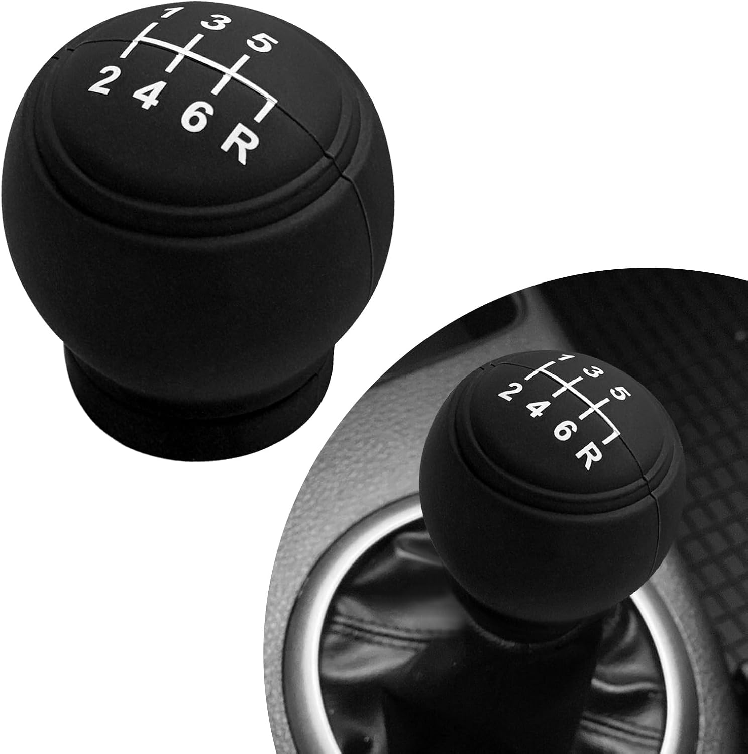 Car Gear Shift Knob Cover, 6-Speed Shifter Cover Anti-Slip Silicone Shifting Head Protector, Comfortable Manual Gear Handle Stick Decoration Protective Accessories for Most Cars (Right)