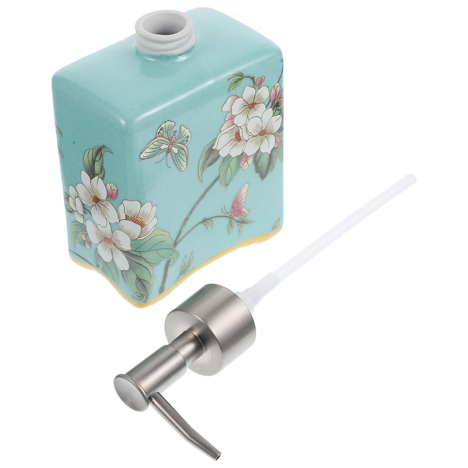 Keramischer Lotion Spender mit Pumpe Nachfüllbarer Seifenspender für Badezimmer und Shampoo Vintage Design in Fruchtgrün Praktisch und Einfach zu Bedienen