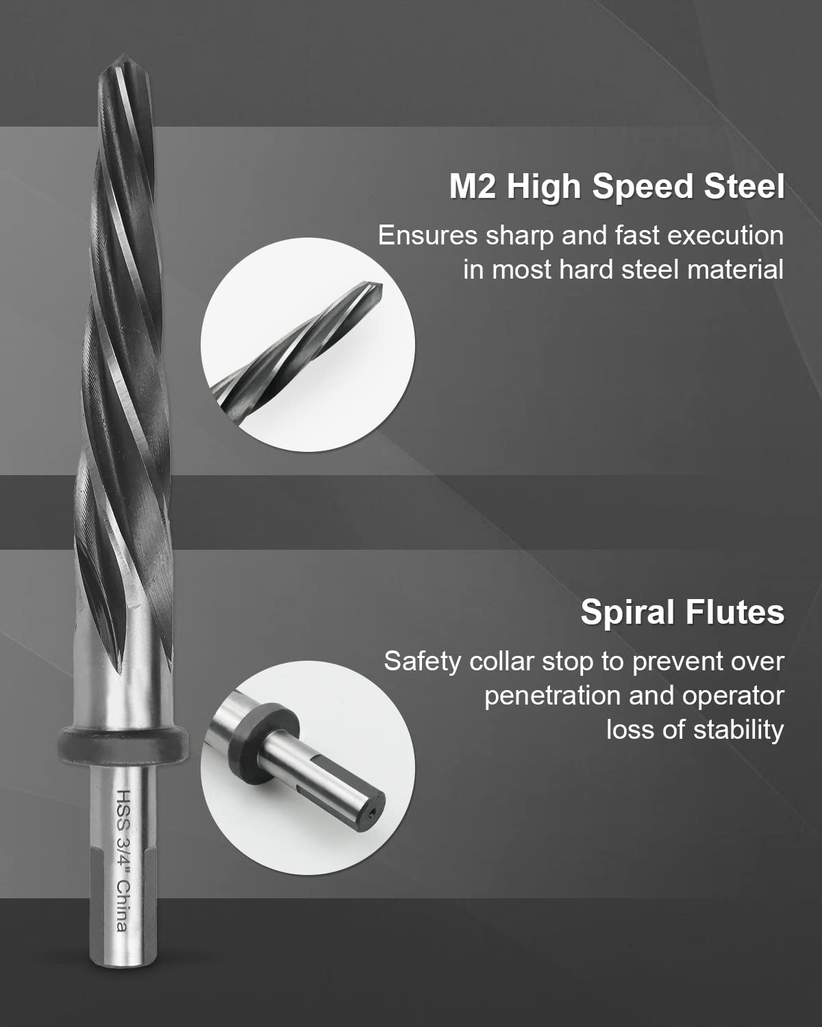 4Pcs Drill Bridge/Construction Reamer Bit Set 3/8" 1/2" 5/8" 3/4" with 1/2" Shank HSS Taper Chucking Reamer Bit Tool for Steel Metal Wood Alloy Drilling Hole with Aluminum Box