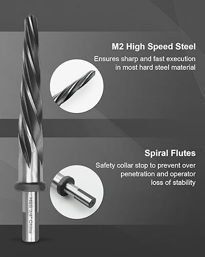 Vista 54 de 3/4 "Puente de taladro/Broca escariadora de construcción con vástago de 1/2" HSS Herramienta de broca de escariador para acero Metal Madera Aleación