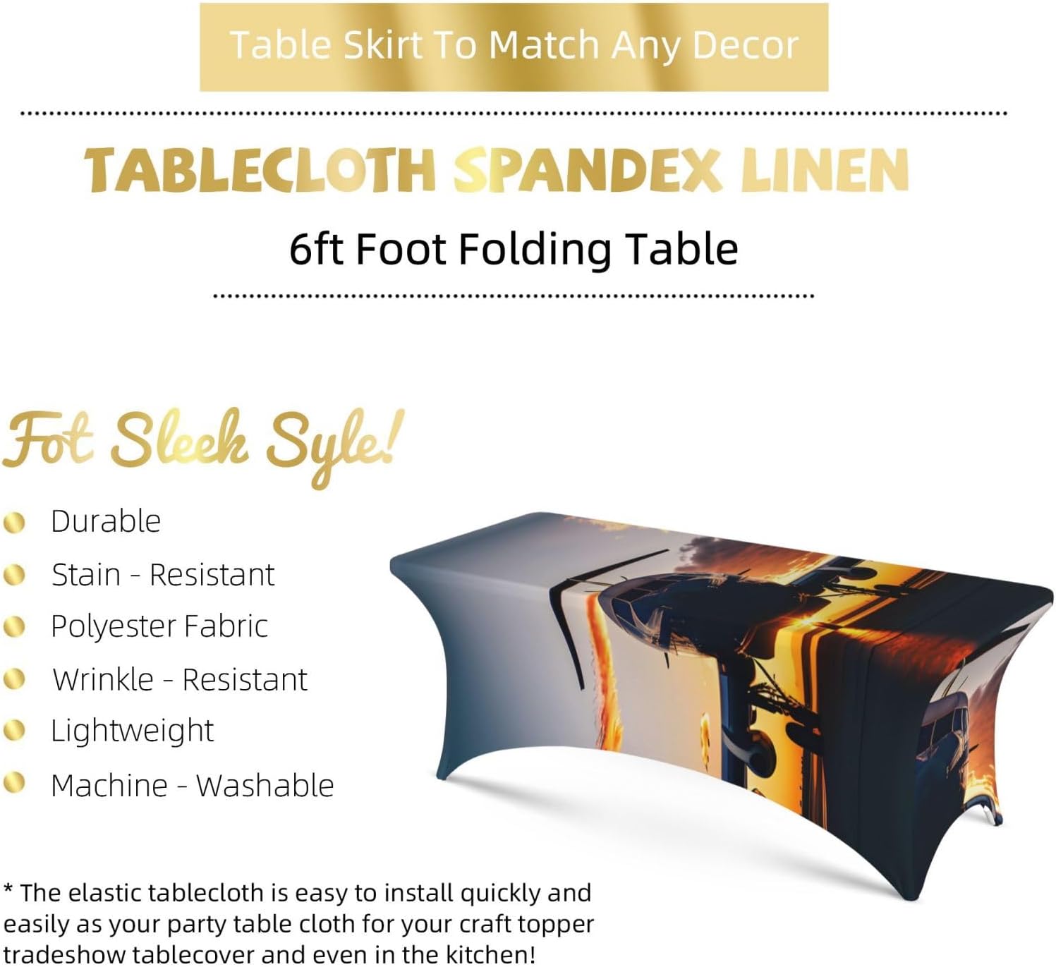 Aircraft Plane at Sunset Print Table Cover Rectangular Tablecloth for 6-Foot Tables for Wedding Banquets Outdoor