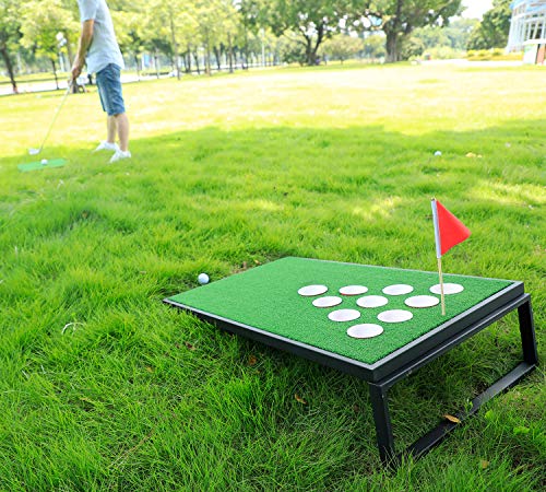 OOFIT Golf Pong Game Set, Pong Cornhole Chipping Target Game Set with Chipping Mats, Black - Thumbnail 6