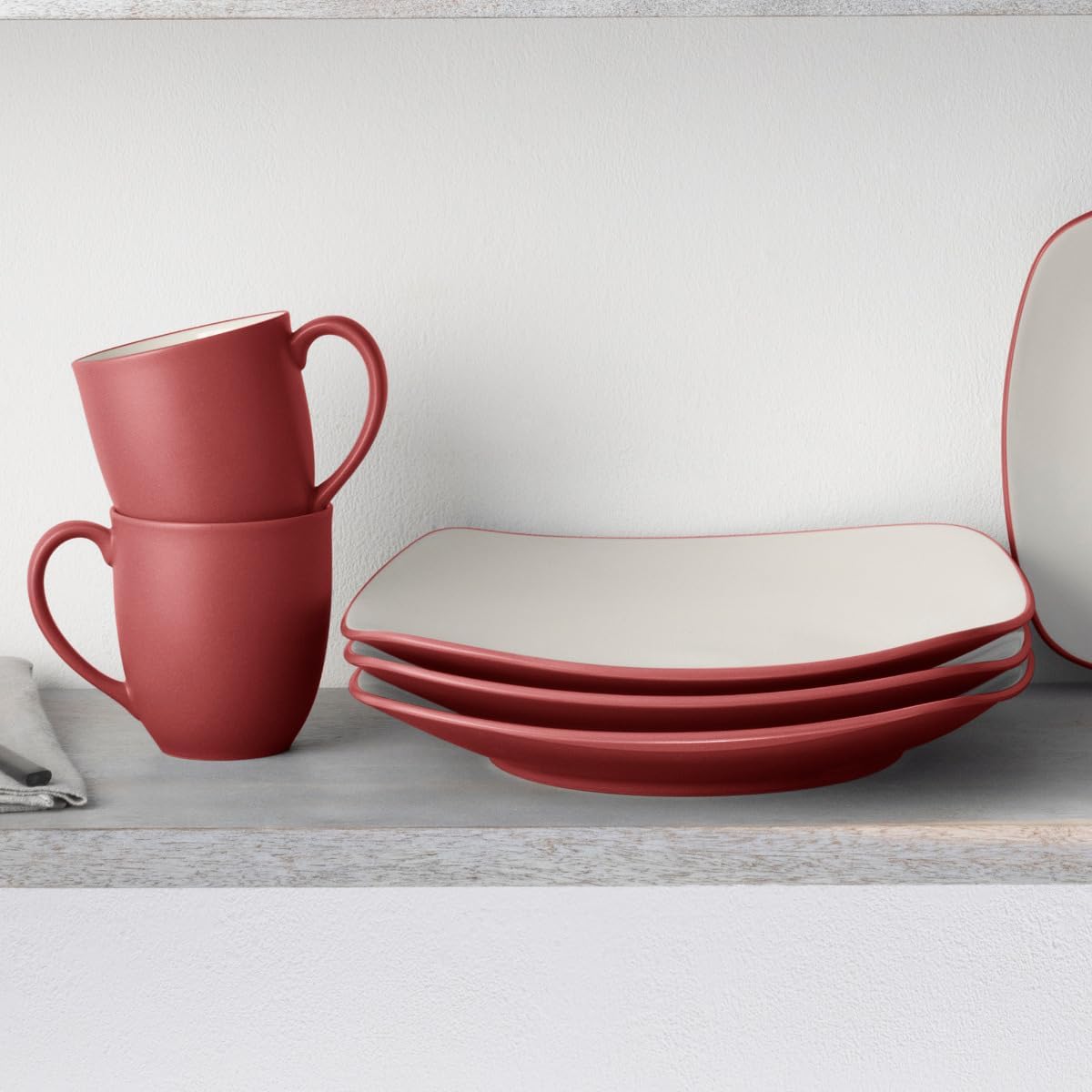 Noritake Colorwave Raspberry 16-Piece Square Dinnerware Set, Service For 4
