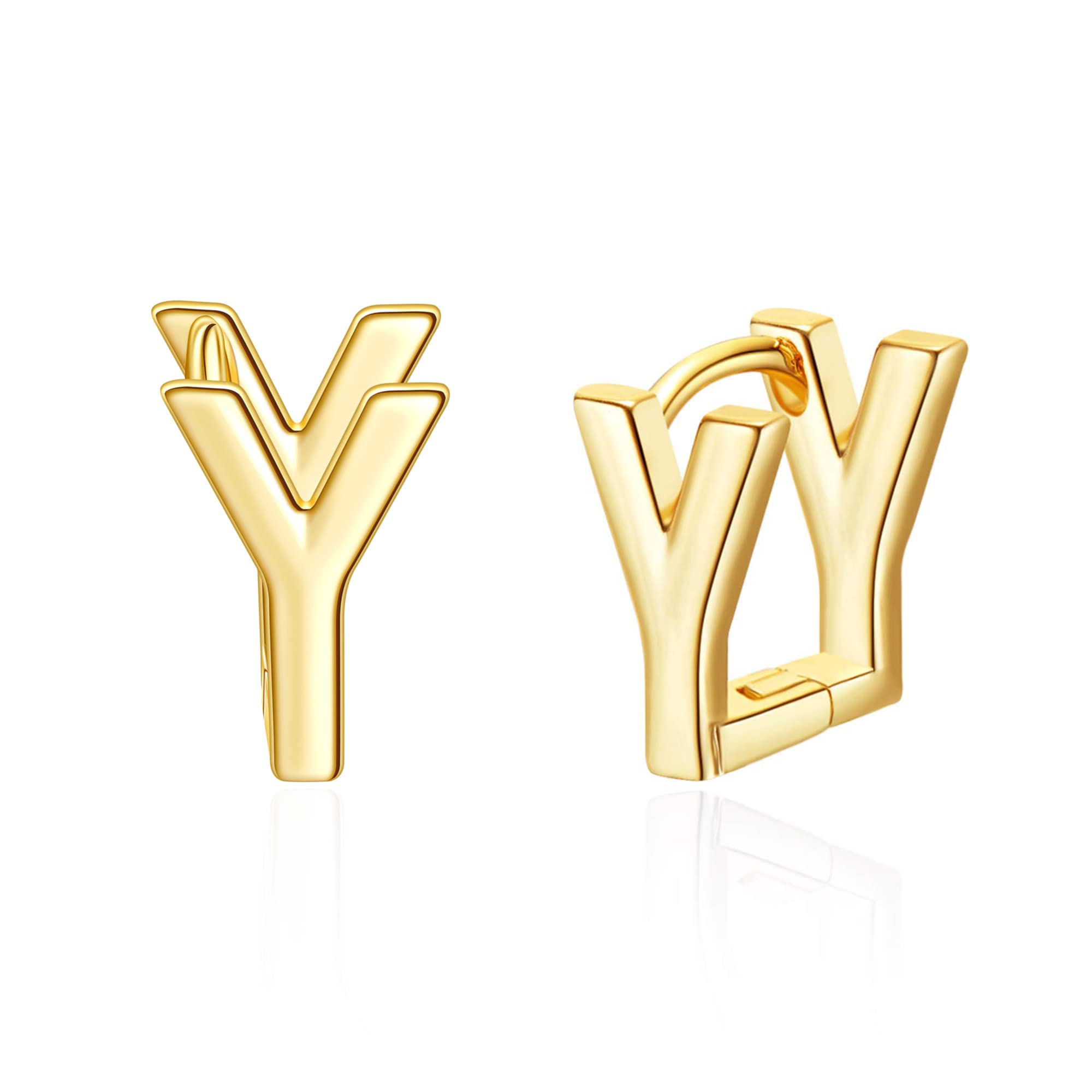 SANNYRA Initial Stud Earrings for Women, 14K Gold Plated Hypoallergenic Letter Earring, Trendy Jewelry Gifts for Her