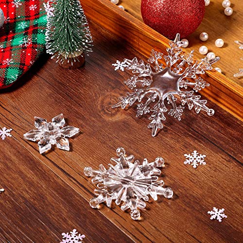 100Packs Christmas Decoration Acrylic Snowflake Icicle Ornaments Hanging Icicle Drop Crystal Line Ornaments Set For Christmas Tree Wedding Outdoor Party Crafts, Holiday Decoration #TOP1