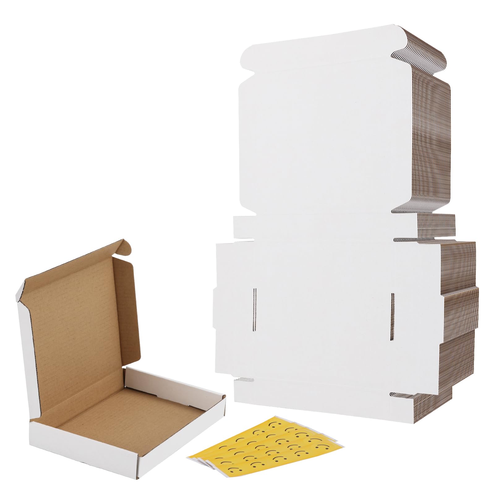 RLAVBL 7x5x1 Shipping Boxes Set of 30, White Corrugated Cardboard Mailer Box for Packing Mailing Small Business