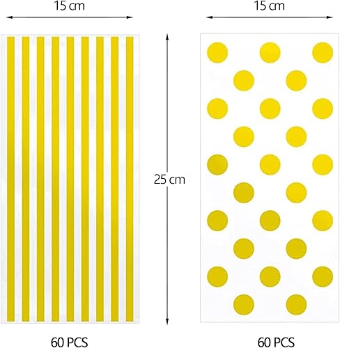 Miniatura 2 de JANMIN Paquete de 120 bolsas de celofán, bolsas de dulces doradas y blancas, bolsas de regalo, bolsas de regalo con lazos giratorios para regalo de