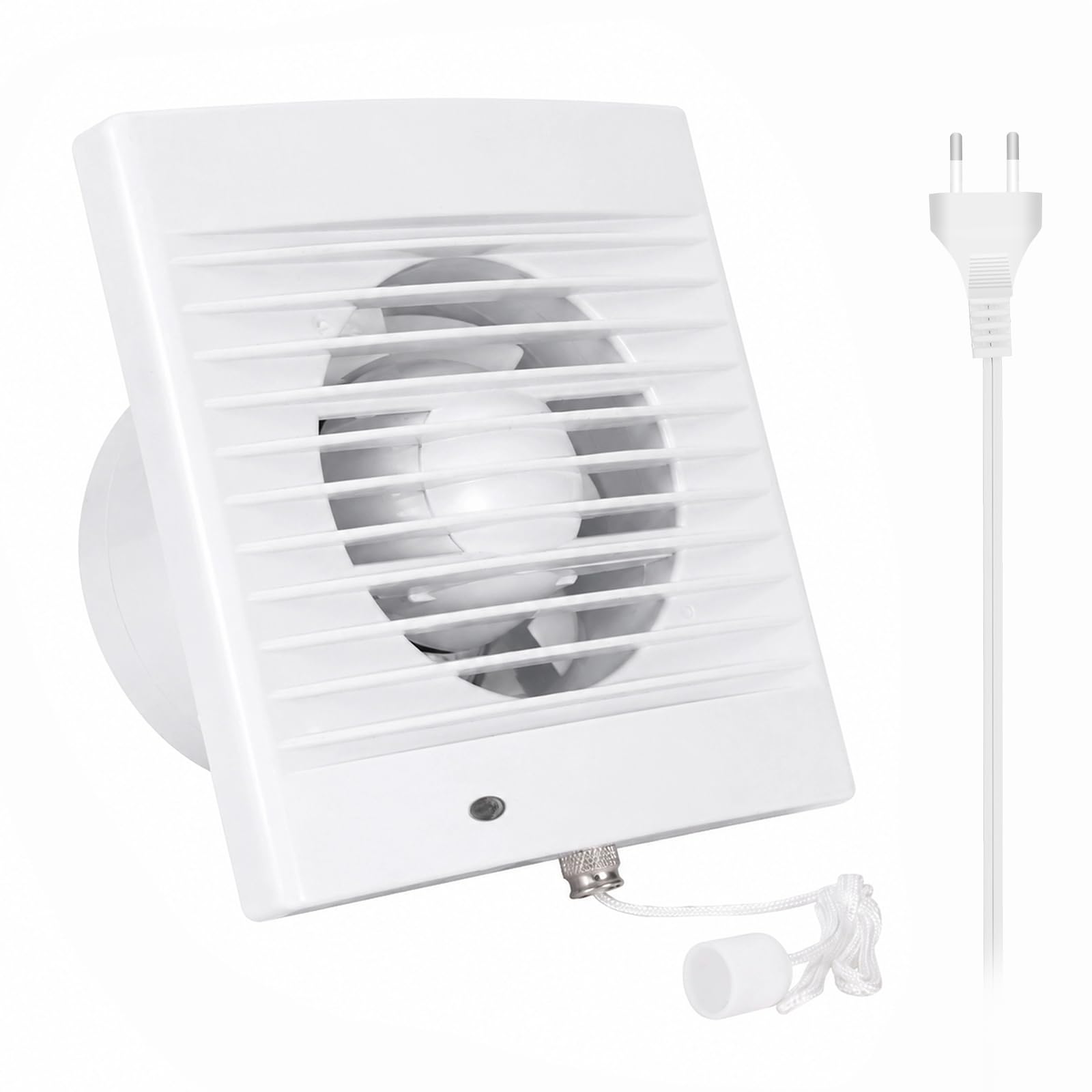 HUGOOME 100mm Bathroom Fan, Window and Wall Fan | 12W 130m³/h, Non-Return Valve and Switch, Chained, for Kitchen Greenhouse Garage