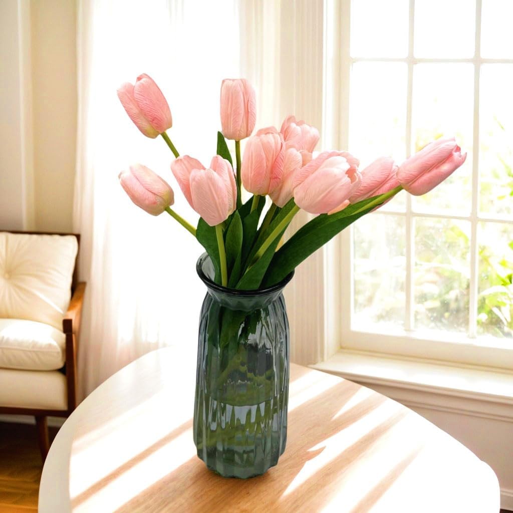 10pcs Fake Tulips Artificial Silk Flowers, Real Touch for Home Kitchen Decor, Wedding Bouquet Decorations, Office Floral Arrangements, and DIY Decor