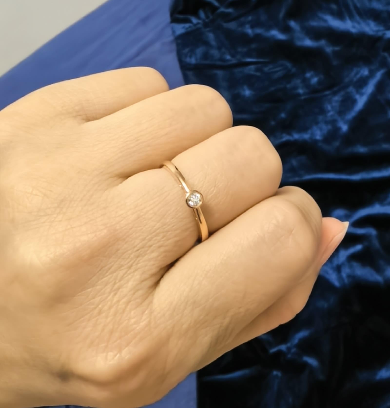 Wycian Anillo Compromiso Anillo Diamante Mujer Oro Rosa de 9K/14K/18K con Diamante de 0,08 CT Talla 12 Sólido No Chapado Moderno para Señoras Navidad Joyas