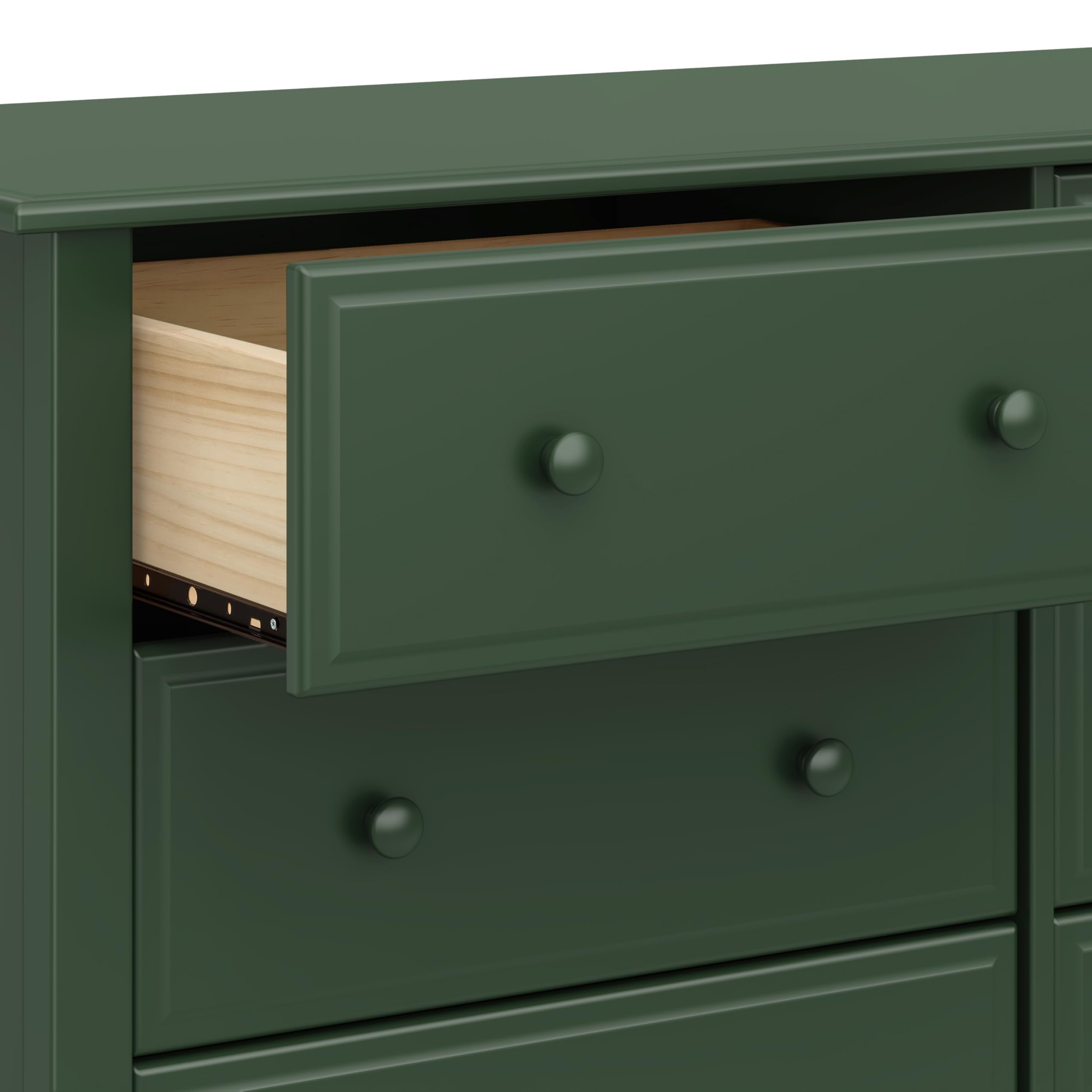 Jayden 6-Drawer Double Wide Dresser with 9 inch Drawer Extension in Forest Green Greenguard Gold Certified | Double Dresser w 6 Spacious Drawers for Nursery - Extra-Deep Drawer Extension - Sm product thumbnail 8