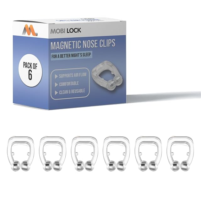 Pack of 6 Magnetic Anti-Snore Clips - Silicone Nose Clips - Reusable Snoring Solution for Nasal Snorers -