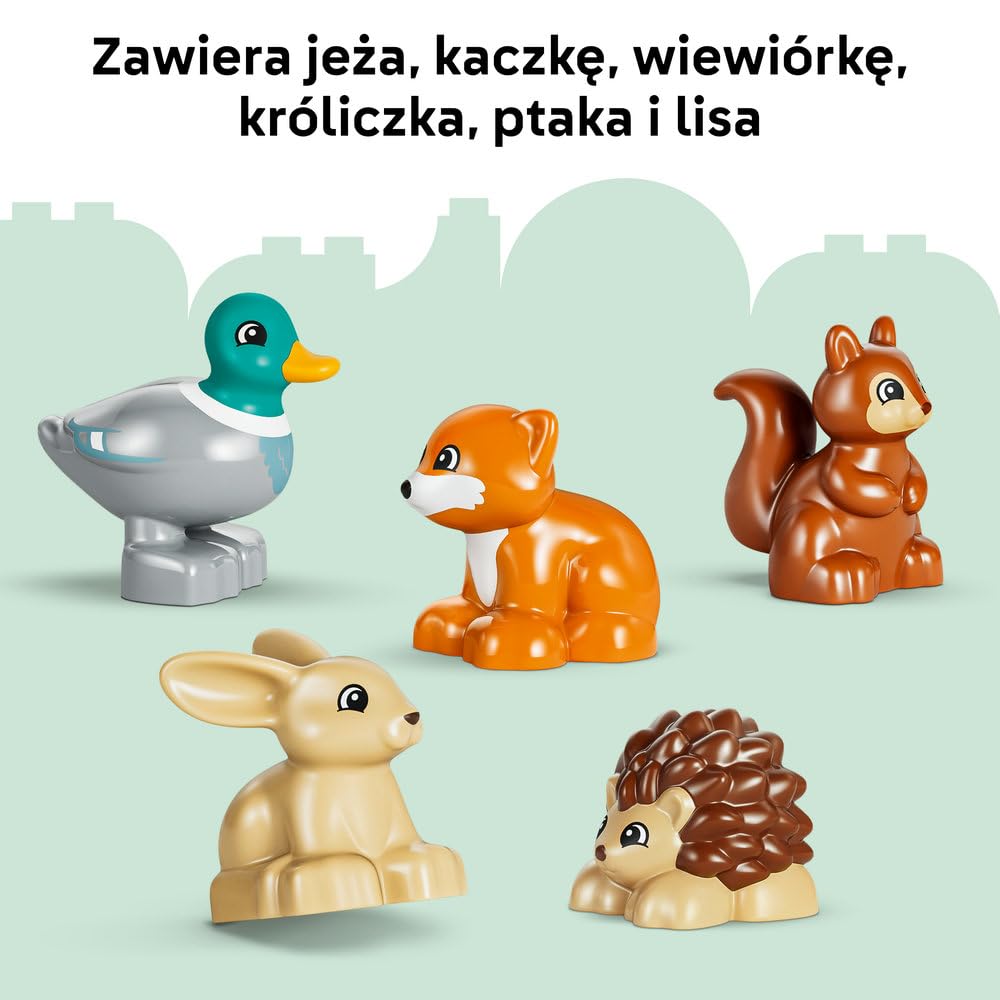 LEGO DUPLO Las odkrywców z dzikimi zwierzętami 10480 | leśne zwierzęta, klocki dla 3-latka, prezent dla dziewczynki i chłopca 3+, figurki zwierząt, 131 elementów