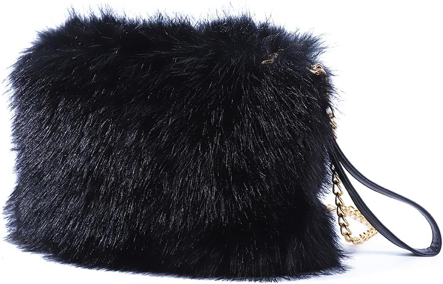 ZOSCGJMY Evening Faux Fur Handbags for Women Furry Fluffy Fuzzy Bags Purse Crossbody Shoulder Strap - Image 5
