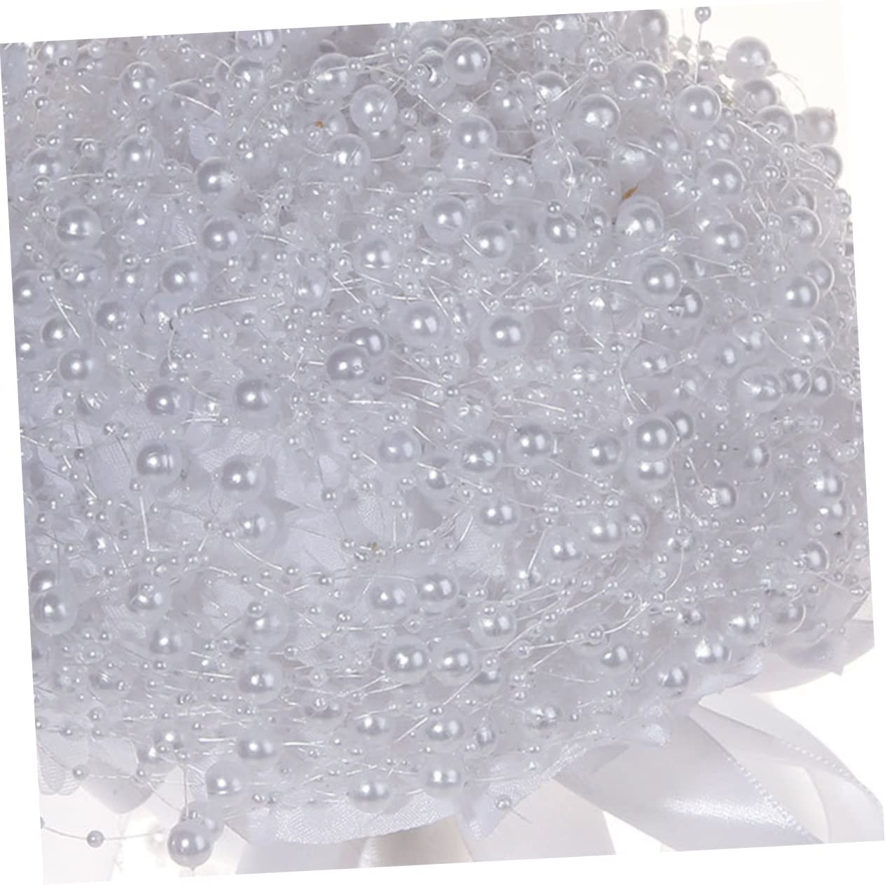 Ciieeo Bouquet Sposa Matrimonio in Perle Artificiali Bianco | Celebrazioni Nuziali e Feste, Elegante Composizione da Portare, Idea Scenica per Sposa