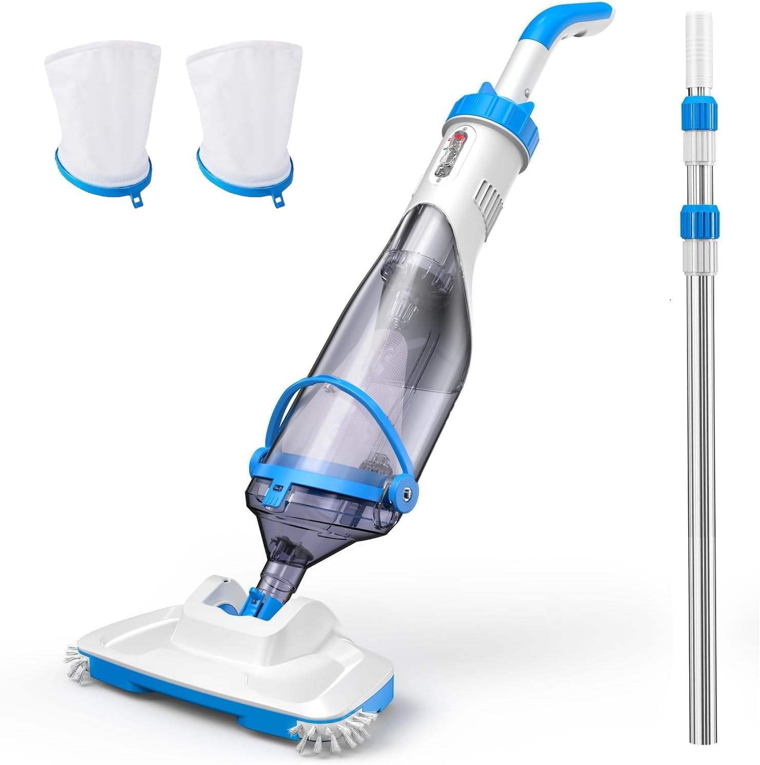 Consciot Pool Vacuum for Above Ground Pool & Inground Pool, Rechargeable Handheld Cleaner with Telescopic Pole,18.5 GPM Suction, 13.4" Head, 60-Min Runtime, for Spa & Hot Tub