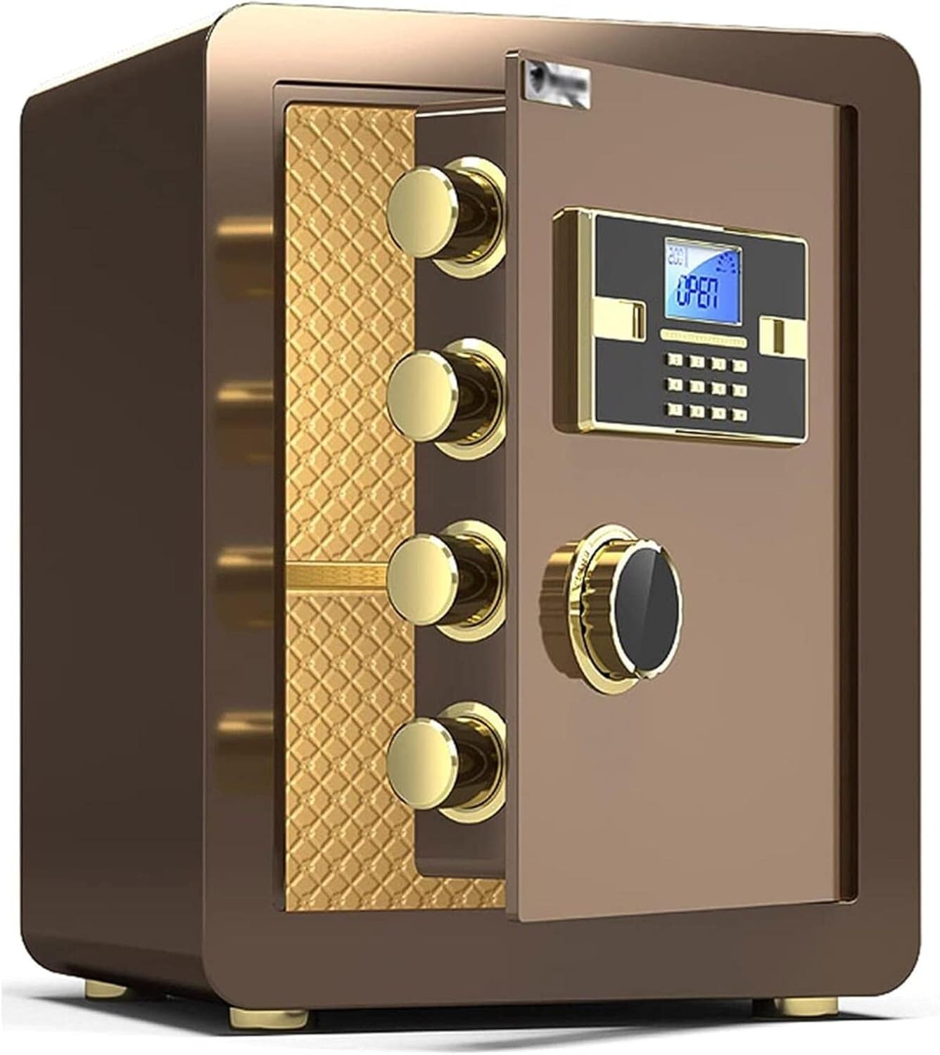 Combinazione Elettronica con Serratura, cassaforte, Ufficio, Sicurezza, armadietto Portadocumenti, Piccola, Mini, da Parete, Comodino, Scatola con Combinazione(Brown,38x32x45cm)